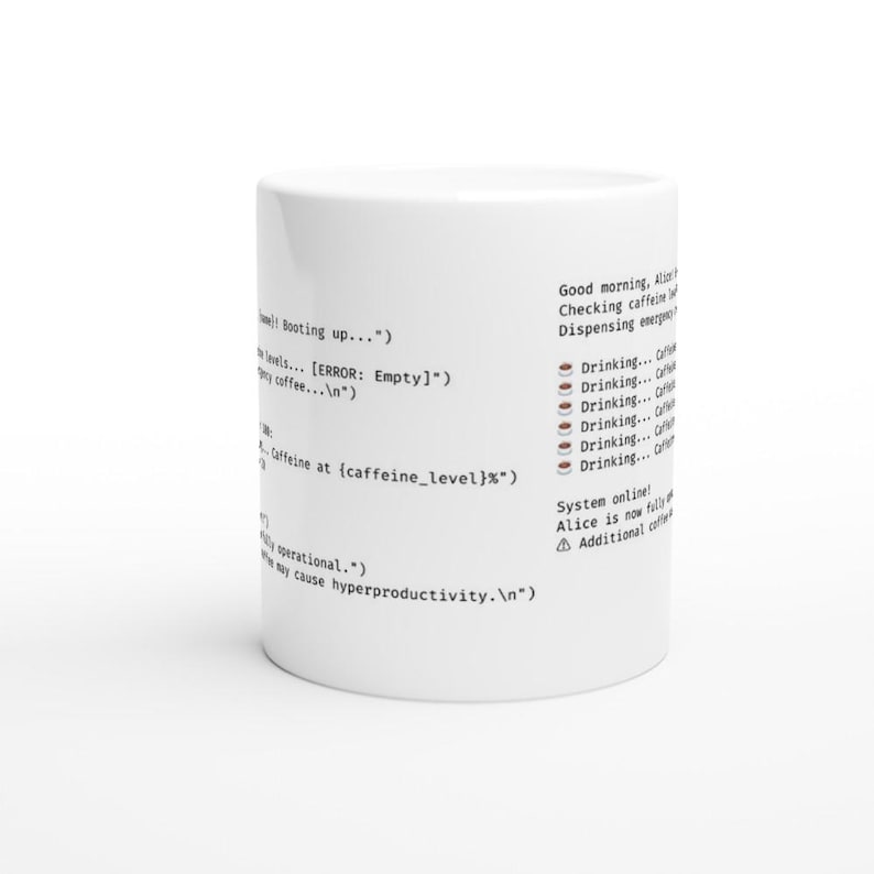 Python Programmierertasse personalisiert mit Name, Ansicht links