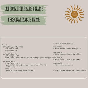 Python Programmierertasse personalisiert mit Name, Ansicht Print