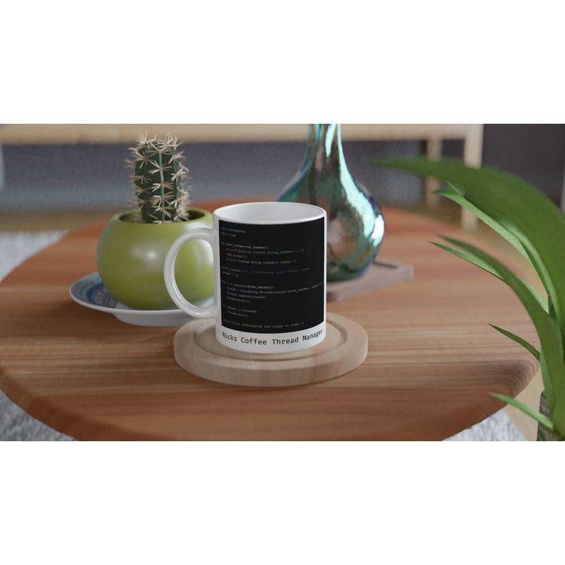 Python Programmierertasse personalisiert mit Name, Ansicht links