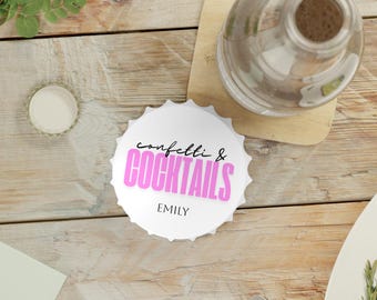 Confetti & Cocktails Custom Bottle Opener – Magnetic Bridesmaid Gift