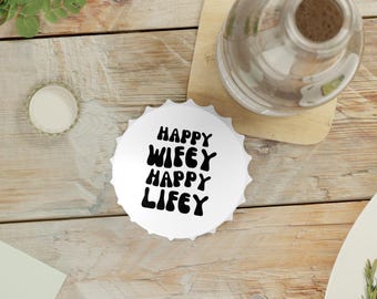 Happy Wifey Bottle Opener: Bridal Shower Gift, Magnetic Bar Accessory