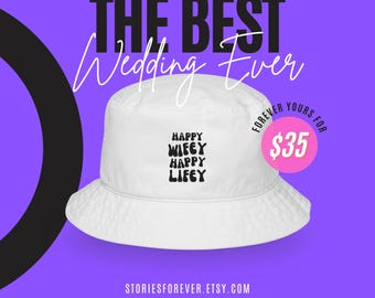 Embroidered Bucket Hat – Happy Wifey Design, Bridal Shower Gift