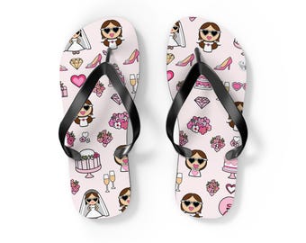 Bride Flip Flops – Emoji Wedding Sandals | Bridal Shower, Bachelorette, Honeymoon Gift