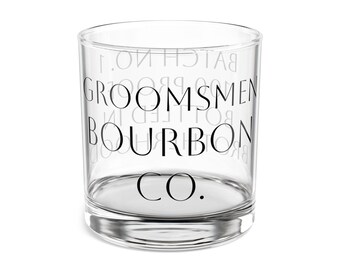 Groomsmen Bourbon Co. Rocks Glass, Tempered Bar Glass, Groomsman Gift