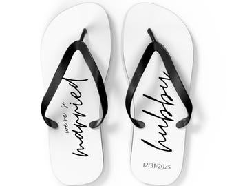 Hubby & We're So Married Flip Flops – Custom Date Wedding Sandals