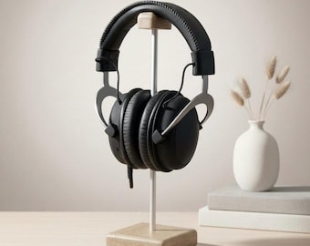 Soporte para auriculares de roble hecho a mano: decoración de escritorio para gamers