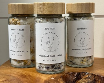 Botanical bath salts with goat milk, Dead Sea salt, essential oils, fragrance, natural, spa gift