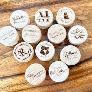 Custom wine stoppers, Personalized wine toppers, Wedding favors, bridal favors, promotional wine stoppers (small orders)