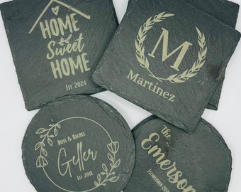 Personalized Slate Coasters, Custom Engraved Coaster, Custom drink coaster, Personalized Wedding Gift, Housing warming gift