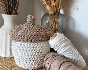 Acorn Basket - Crochet pattern - Digital download