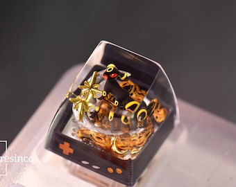 Nakładka na klawisze z żywicy Poke Monster Anime, ręcznie robiona | Mechaniczna klawiatura Artisan, niestandardowe akcesoria do gier Artisan | Przełączniki Cherry MX i MX Style