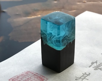 Aurora Borealis Resin & Wood Paperweight Crystal Office Supplies Icelandic Mountains Northern Lights Starry Night Birthday Gift For Her Him