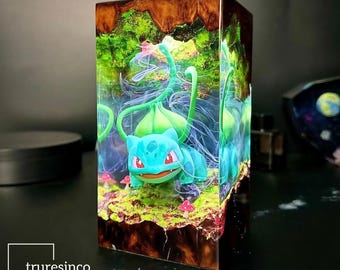 Gras Art Harz-LED-Lampe | Holz & Epoxidharz Handgefertigte Handwerker Kunst Wohnkultur Geschenk Für Gamer Her Him Spielzimmer Schlafzimmer Dekoration Nachtlicht