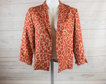 Vintage Painted Pony S Leopard Animal Print Linen Rayon Blazer