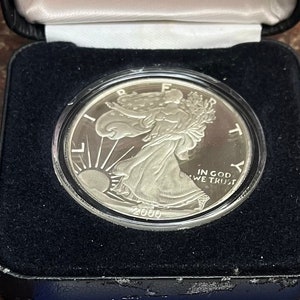 2000 Millennium Eagle Coin, Coins of America One Troy Ounce, .999 Fine Silver, Stocking Stuffer, Collector Coin M015, Thinker Reverse