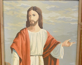 1967 Jesus Paint by Number, Mid Century Paint by Number, Religious, God, Shepherd