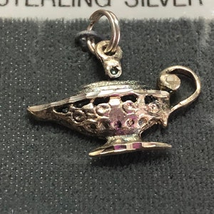 Vintage Sterling 925 Aladdin Lamp Charm, Charm Bracelet Charm, Lucky Charm, Rub the Magic Lamp