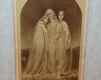 Photograph Paper The Christian Graces, "Faith, Hope and Charity", large line  & stipple steel engraving Arthur's Home Magazine for 1873