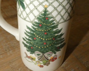 Vintage Mikasa Heritage Christmas Story Cappuccino Mug, Coffee Mug, Hot Cocoa Mug, Christmas Tree Mug