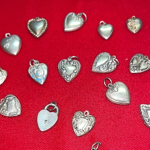 Victorian Sterling Bubble Heart Charms, Sweetheart Bubble Heart Charms, Valentine Jewelry Sweetheart Bubble Heart Charms image 1