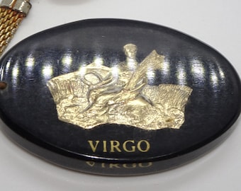 Vintage Lucite VIRGO Keyring- Celestial, Zodiac Sign Virgo