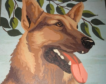 German Shepherd Paint By Number, Mid Century Artwork, Police Dog, Protector, Man's Best Friend