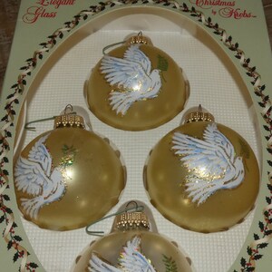 Beautiful Christmas by Krebs Glass Ornaments, Glittered Turtle Dove Ornaments, Holy Spirit Ornaments