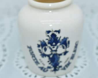 1960s French Glass Dijon Mustard Serving Pot, Milk Glass Mustard Grey Poupon, Mid Century Country Kitchen Decor France