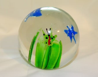 Vintage Glass Butterfly Paperweight, Insect Paperweight,  Butterflies