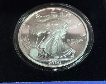 2000 Millennium Eagle Coin, Coins of America One Troy Ounce, .999 Fine Silver The Dawn of a New Millennium MO14