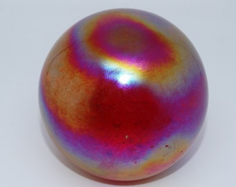 Vintage Art Glass Paperweight, Fuchsia & Aurora Borealis Colors, Beautiful! Much prettier in real life. Rainbow Colors