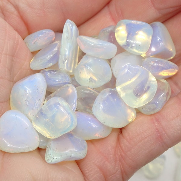 Opalescent Glass Pebbles, Opalite - Aka - Agrenon & Sea Opal, - Jewelry Supplies, Translucent Man Made Stones (10) Pieces