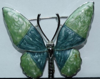 Vintage Blue & Green Butterfly Brooch, Insect Pin, Insect Jewelry, Coat Brooch, Coat Pin, Wedding Jewelry