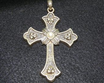 Vintage LIMITED EDITION 1975 Sarah Coventry HUGE Statement 3.5 Inch Cross Pendant Antique Gold Tone, Beautiful Gold Cross