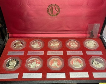 Vintage Sterling Silver Proofs of the 131st -140th Commemorative Coin Set NCS, Thomas Paine, Semper Fidelis, Jack Benny, Patrick Henry