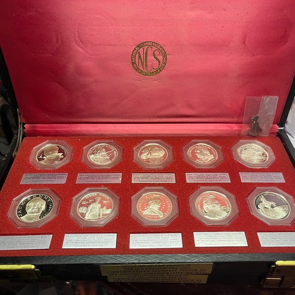 Vintage Sterling Silver Proofs of the 131st -140th Commemorative Coin Set NCS, Thomas Paine, Semper Fidelis, Jack Benny, Patrick Henry