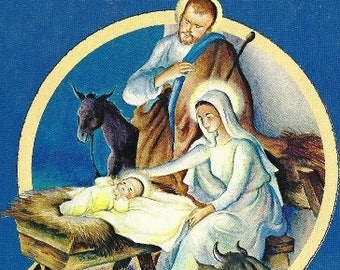 Vintage 1980's The Christmas Story c. 1980 Mary, Joseph, X-Mas  Baby Jesus, Birthday of Jesus, Holiday Holy Lord  Christian  Faith #61B