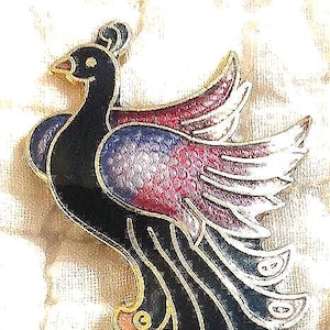 Vintage Cloisonne Peacock Brooch, Design, Enamel Pin