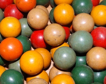 Wooden Marbles, Wooden Balls, Beads, Folk Primitive Colorful wood balls, Game Pieces, Home Decor, Bingo Balls,