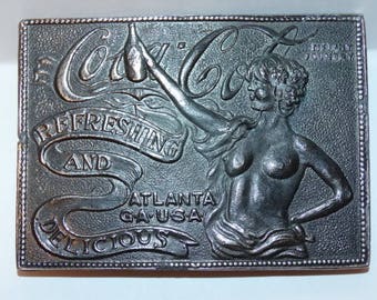 Vintage Coca Cola Belt Buckle, Metal, Victorian Lady, Soda,