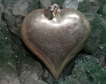 Vintage Sterling Silver Hollow Heart Pendant, Valentines Day Heart Pendant, Heart Necklace, Hollow Sterling Silver Heart