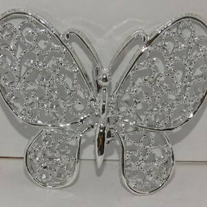 Vintage Butterfly Brooch, Silver Metal Butterfly Pin, Pendant