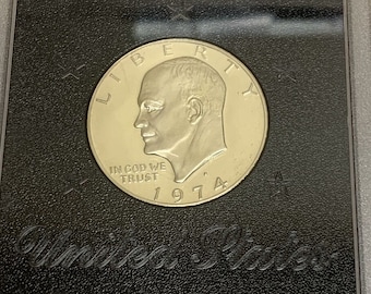 1974 S Eisenhower Brown Ike Proof Silver Dollar Coin, Silver Coin, Stocking Stuffer, Hard to Buy for Gift, Secret Santa Gift