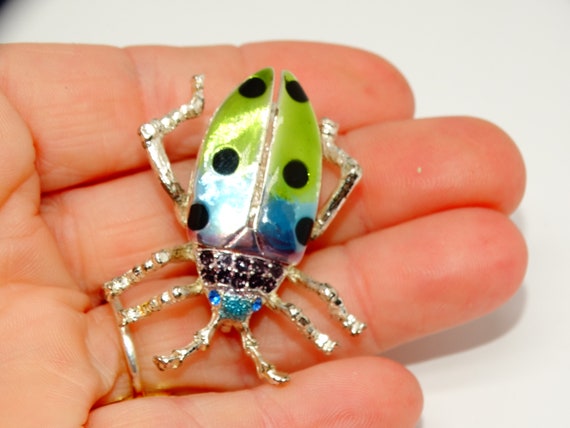 Silver Tone Beetle Pin, Bug Jewelry, Insect Jewel… - image 5