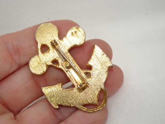 Vintage Gold Tone Enamel Anchor Pin, Patriotic Je… - image 2