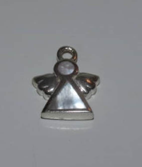 Vintage Sterling 925 Angel Charm, Mother of Pearl 