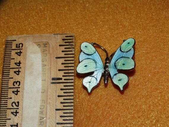 Vintage Enamel Butterfly Pin, Silver, Gold Tone, … - image 4