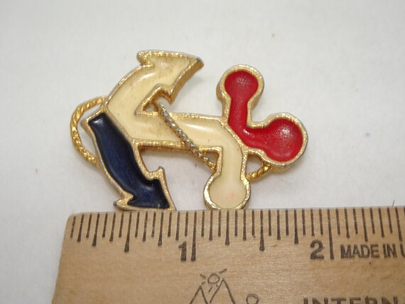 Vintage Gold Tone Enamel Anchor Pin, Patriotic Je… - image 3