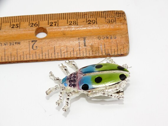 Silver Tone Beetle Pin, Bug Jewelry, Insect Jewel… - image 6