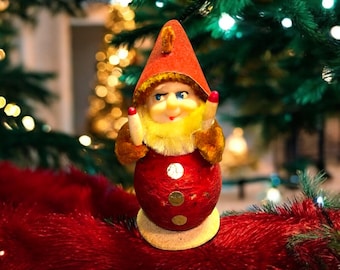 Vintage 1950s Japan Pixie Elf Ornament: Spun Cotton, Chenille, Mica - Lot #39B
